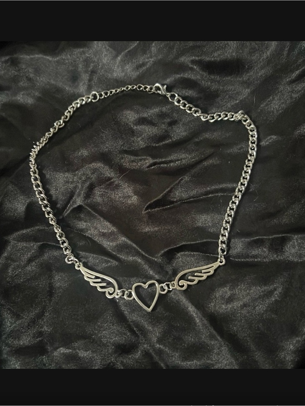 Silver Heart Wing Chain Necklace - Women's Jewelry